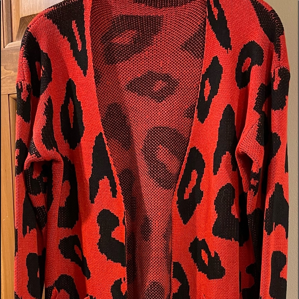 Leopard print duster sweater